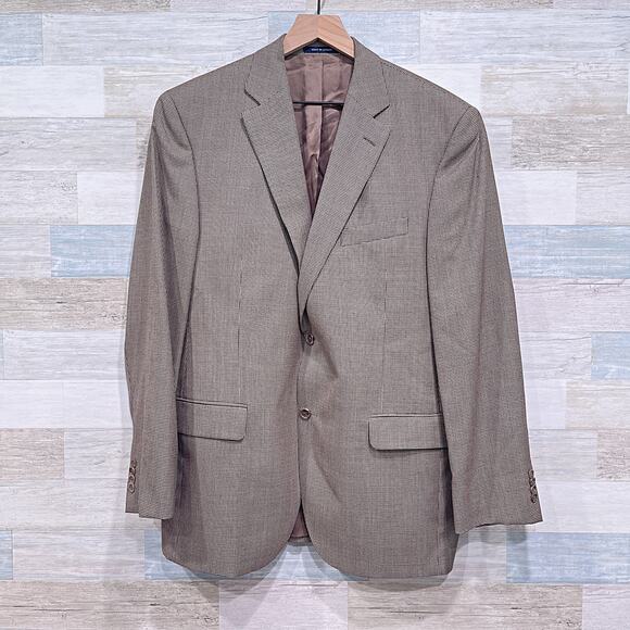 Loro Piana Italy Cremieux Collection Houndstooth Sport Coat Brown Wool Mens 43L - Picture 1 of 9